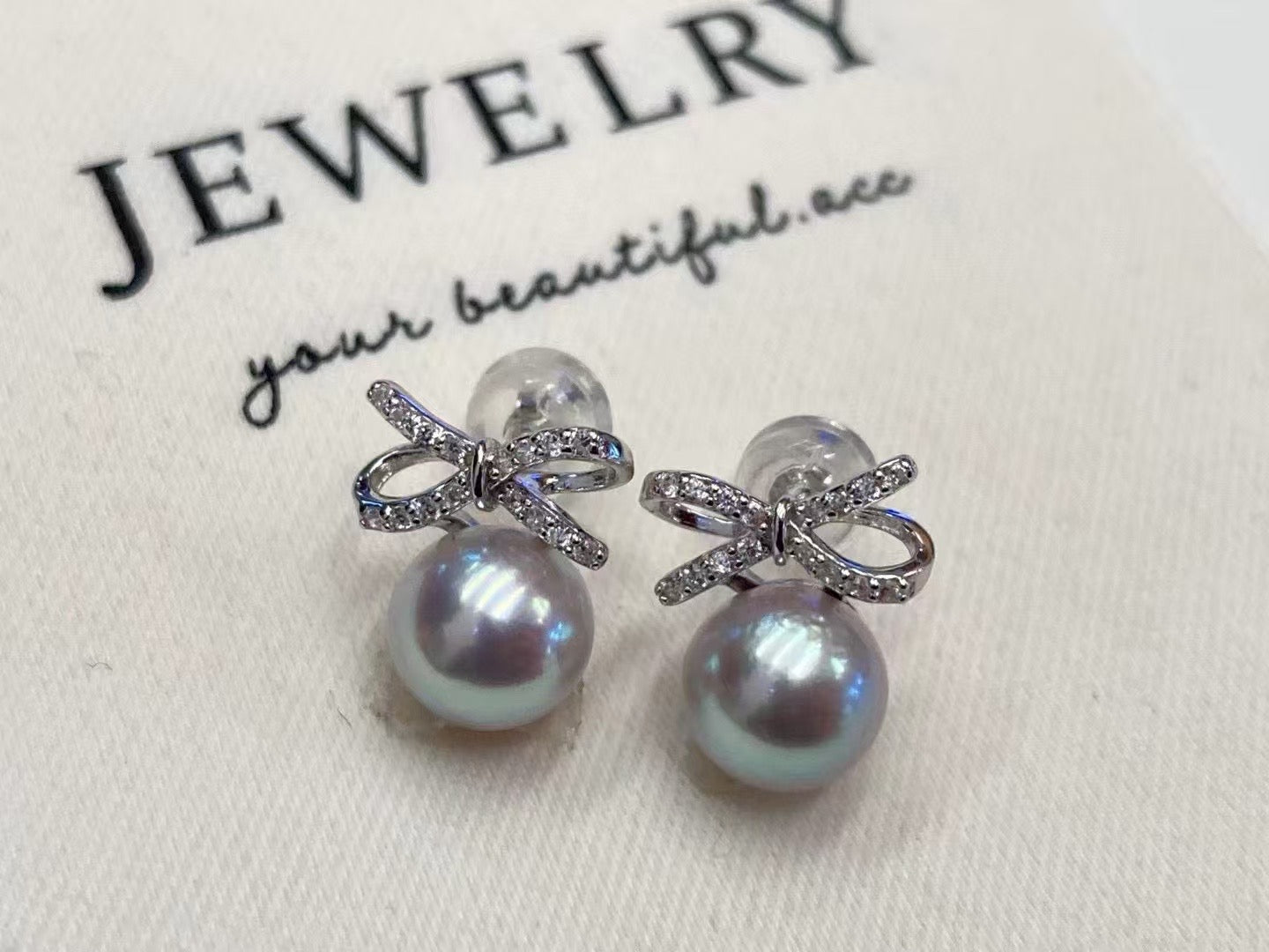 Bow Akoya Pearl Stud Earrings