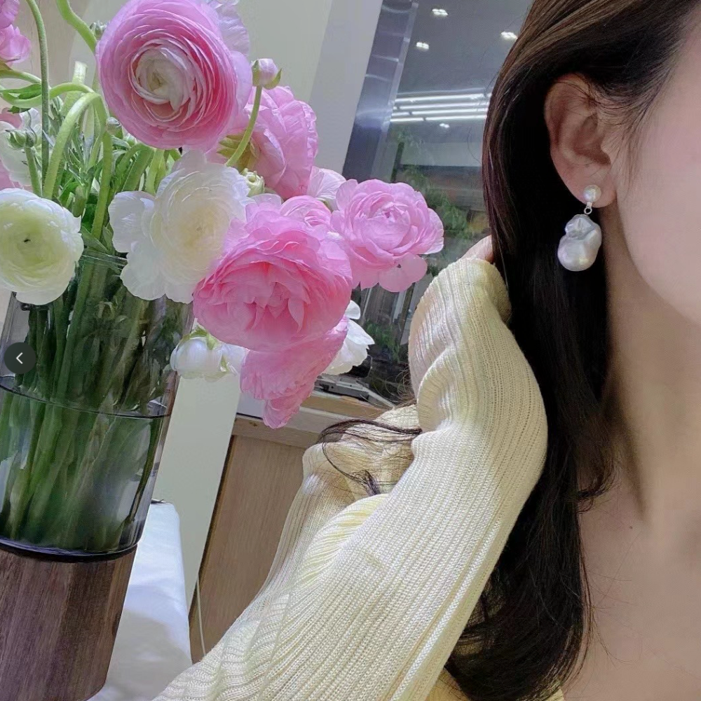 Double Pearl Baroque Earrings