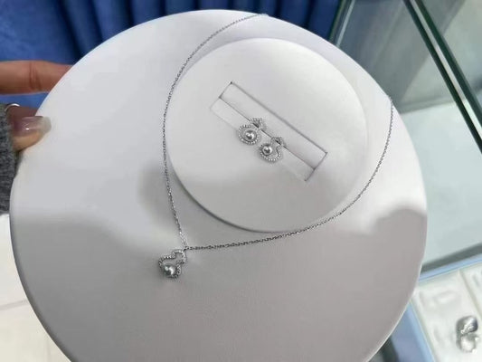 Akoya Pearl Necklace and Earrings with Wulu Design