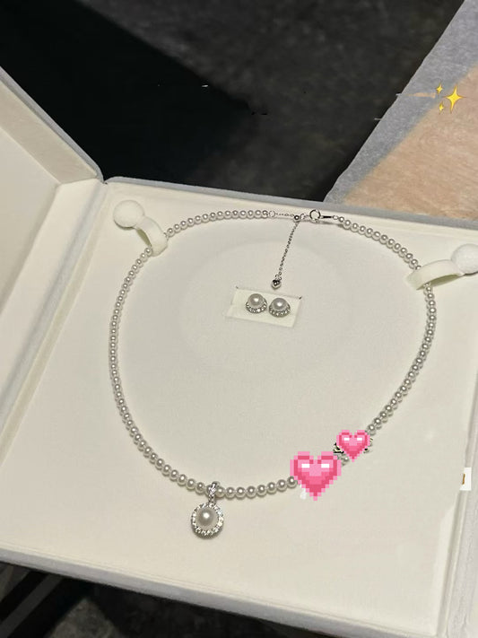 Freshwater Sunflower Pearl Necklace and Earings Set