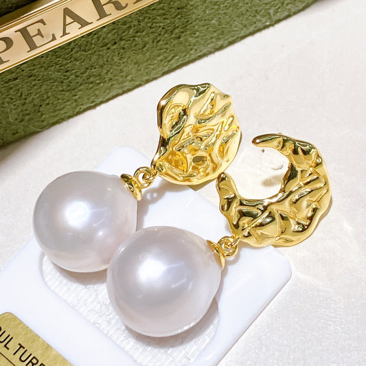 White Pearl Drop Earrings Sun and Moon | Pearl World NZ