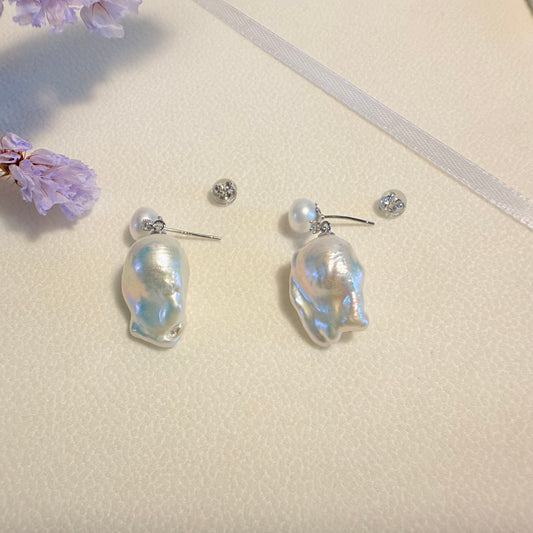 Double Pearl Baroque Earrings